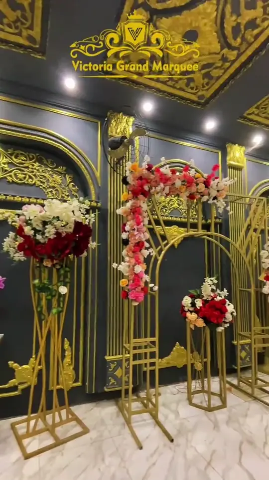 Film of the floral archway and processional aisle